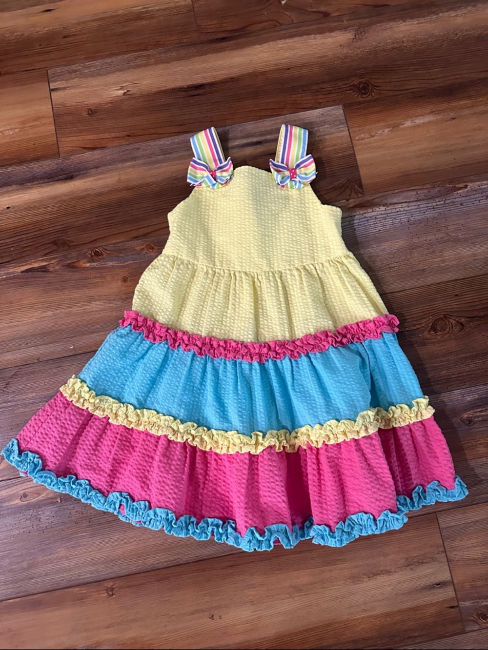 Emily Rose Rainbow Stripe Tiered Dress